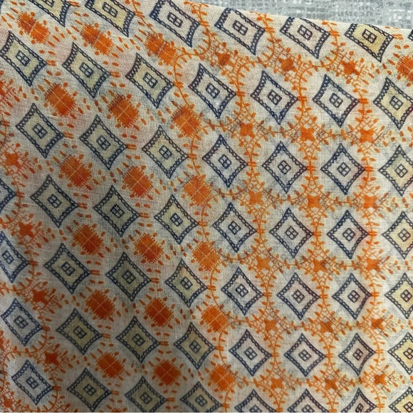 Lulla gauze extra larger scarf orange beige and blue measures 34ish” by 70ish - Picture 3 of 12